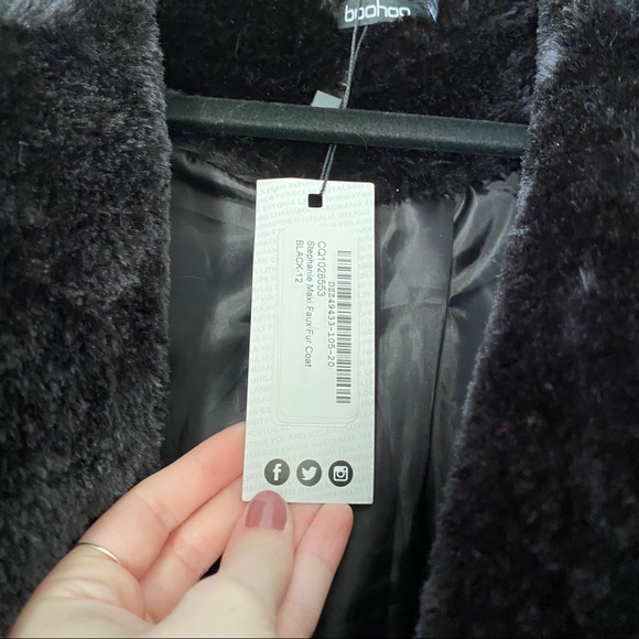 Boohoo black teddy trench coat - Picture 2 of 5